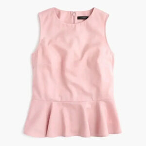 J.Crew Pink Wool Peplum Top Size 0 | Sleeveless Tailored Workwear Blouse